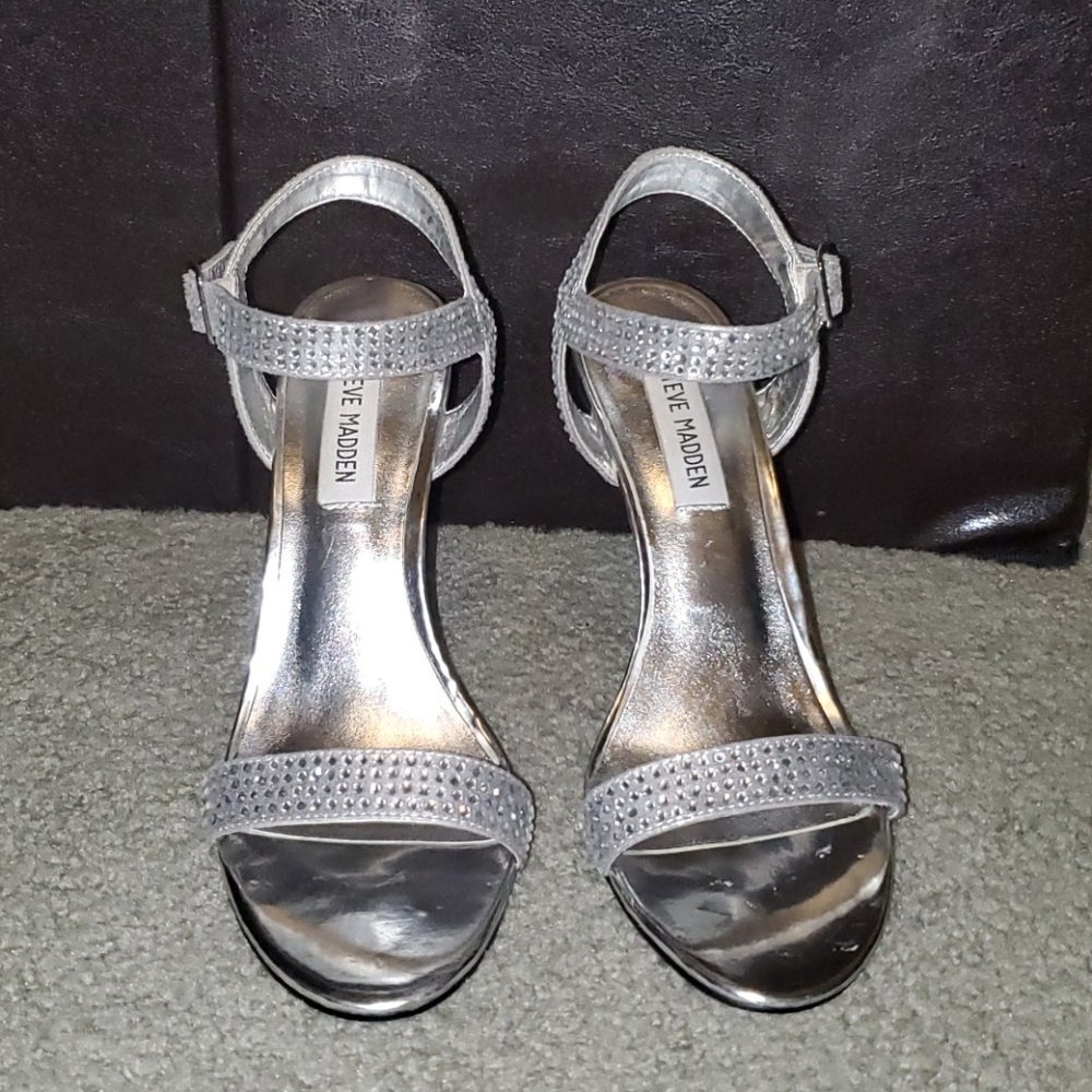 Steve Madden silver rhinestone heels
